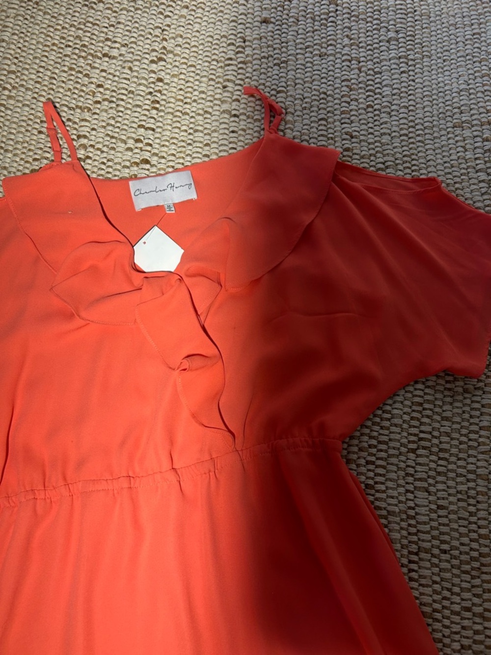 Coral Ruffle V-Neck Mini Dress - Picture 10 of 11